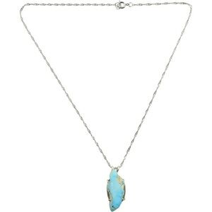 Turquoise Nugget Pendant on a .925 Sterling Silver Chain Necklace 16 in.